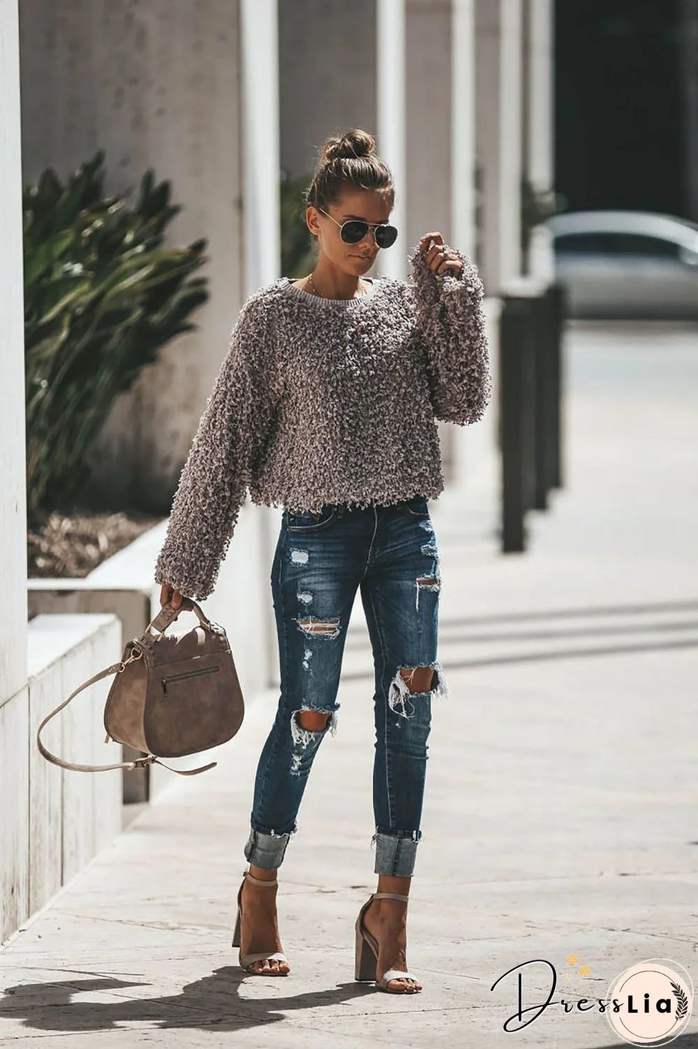 Noble Textured Pullover Sweater Grey