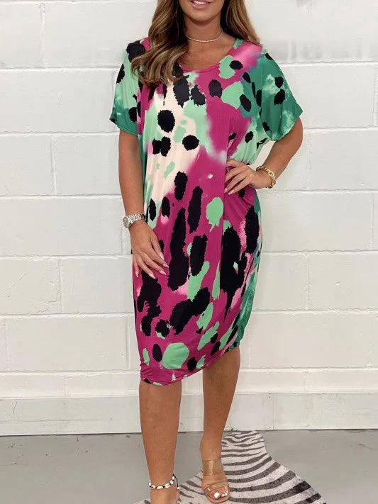 Ladies Printed Casual Short Sleeve Dress