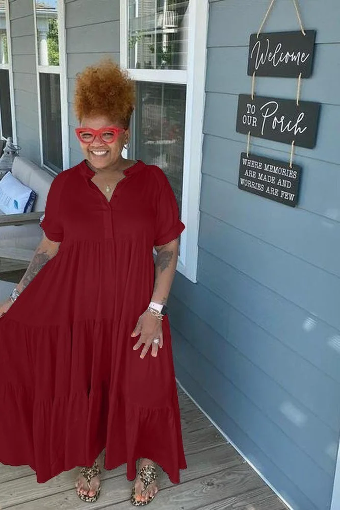 Tiered Midi Dress - Buy 2 Free Shipping