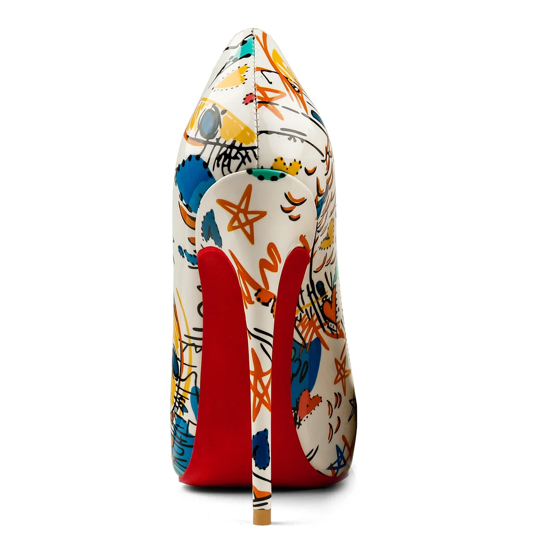 100mm/120mm Women's Classic Pointed Toe Stiletto Heels Multicolor with Red Bottom Shoes-MERUMOTE