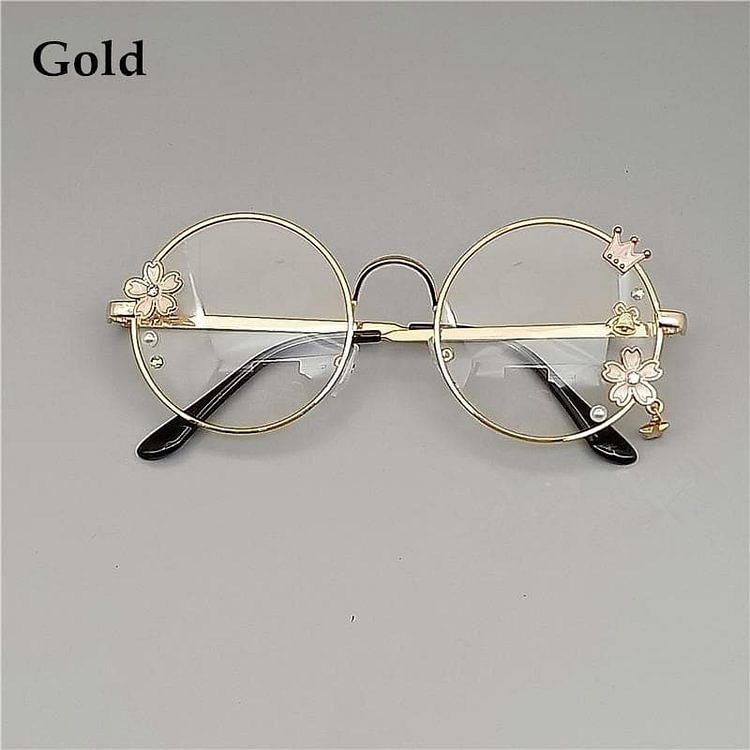 Lolita Metal Round Cherry Blossom Frame Decorative Glasses SP15141