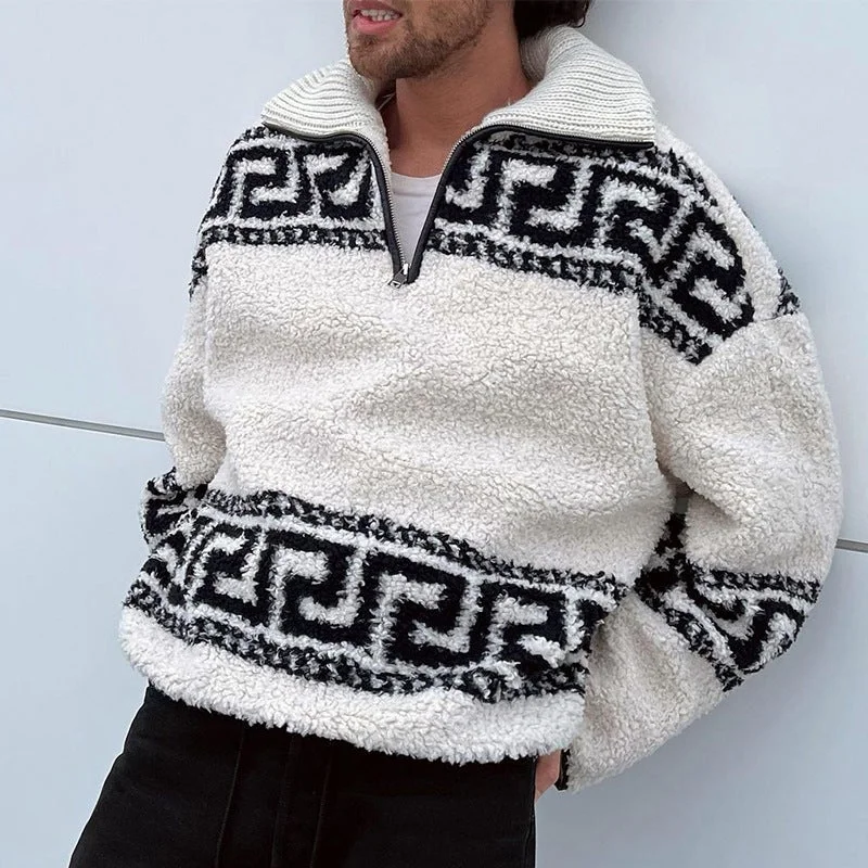 Men's Plush Coat Stand-collar Plush Sweater