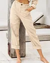 Summer Elegant Harem Pants Elastic Waistband Solid Color Light Beach Trousers
