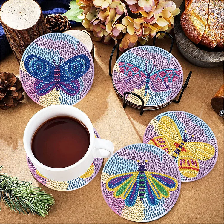 8PCS Diamond Painting Art Ornaments Special Shape Double-Sided Christmas  Tea Cup