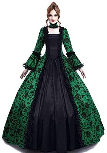 Medieval Queen Vitorian Dress Gothic Lace Bell Sleeve Ball Gown Renaissance Royal Fancy Masquerade Vampire Halloween Costume Novameme