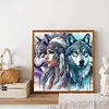 Diamond Painting-DIY Full Round Drill Girl Wolf(40*40 CM)