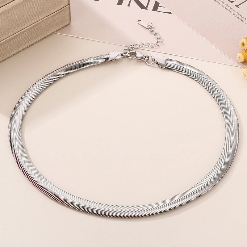 Streetwear Solid Color Titanium Steel 18K Gold Plated Plating Chain Necklace