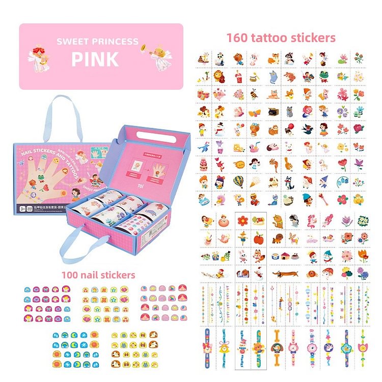 Children's nail stickers and tattoo sets