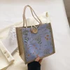 Flower Cotton Linen Picnic Lunch Shopping Handbag