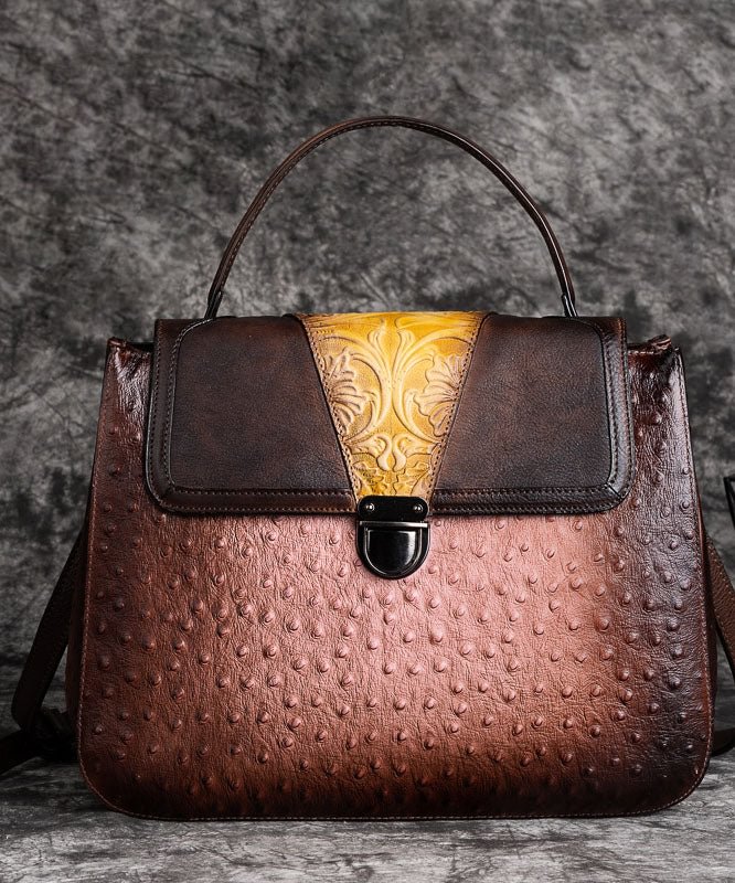 Beautiful Brown Rub color Paitings Calf Leather Messenger Bag CK183- Fabulory