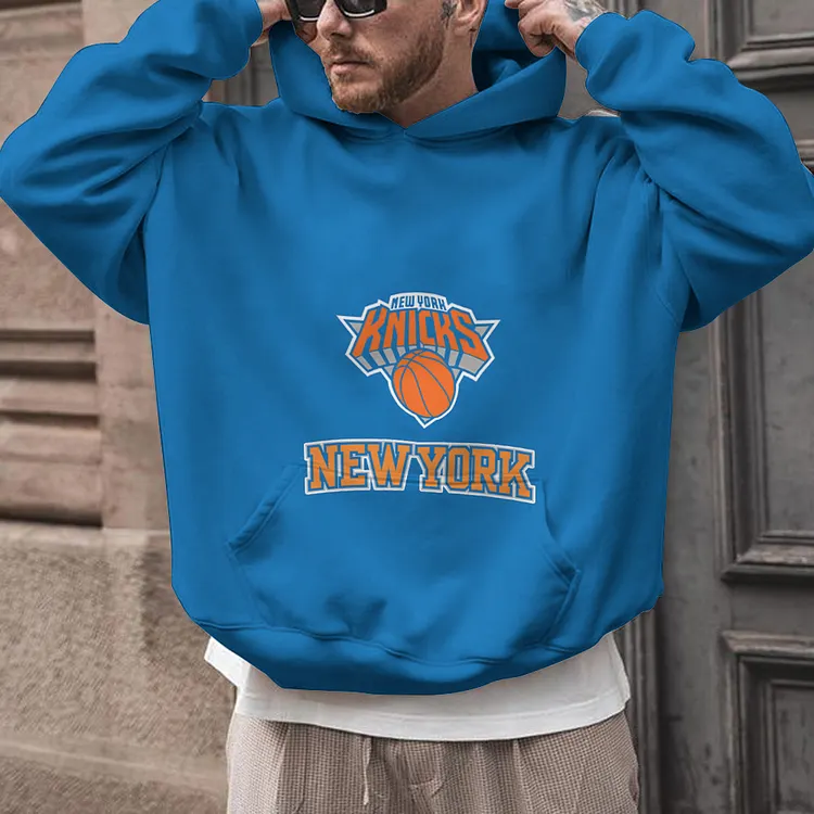 New York Knicks Printed Hooded Pocket Pullover Hoodie