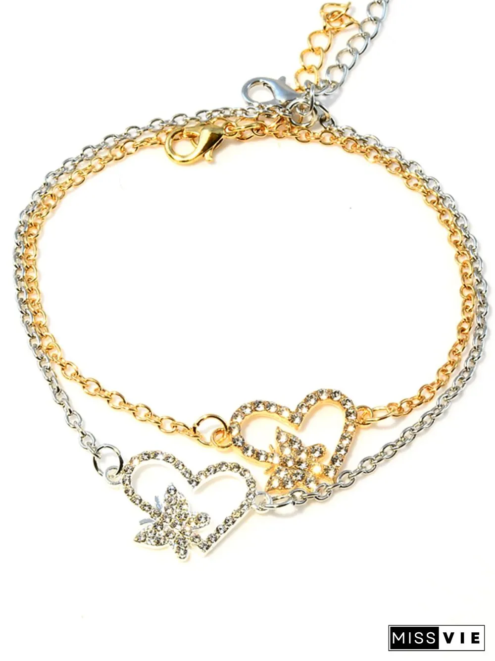 Vintage Rhinestone Heart Bracelet
