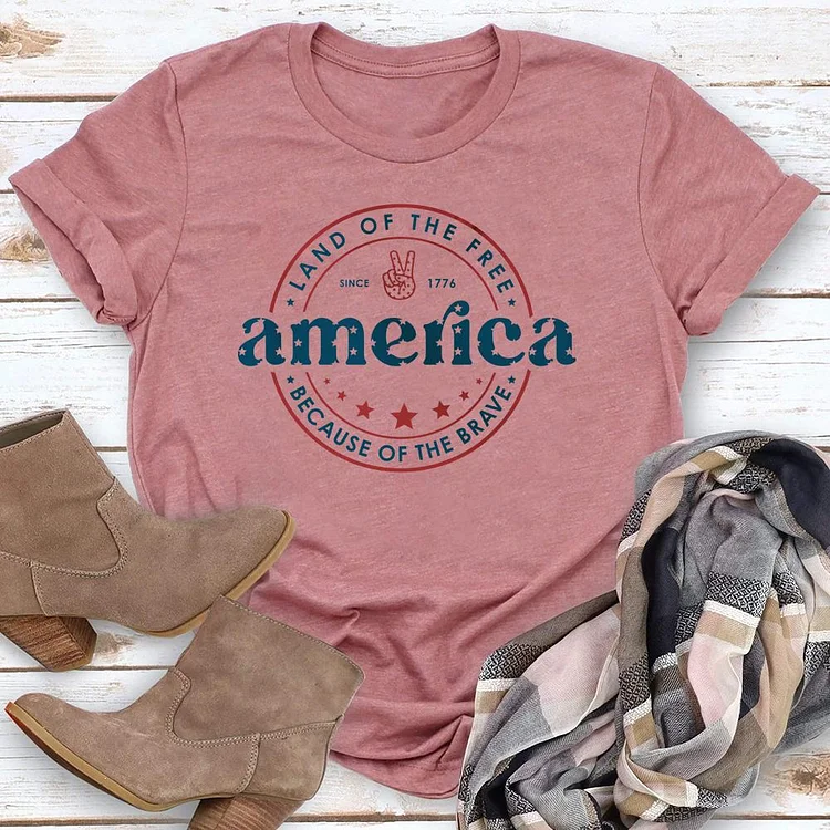 America Land Of The Free Because Of The Brave Round Neck T-shirt-018177