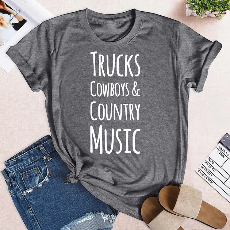 Trucks cowboys and country music T-Shirt-03467-Annaletters