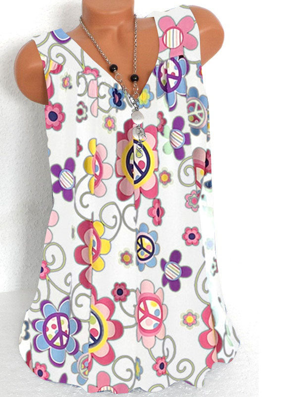 Women Long Sleeve V-neck Graphic Floral Printed Top