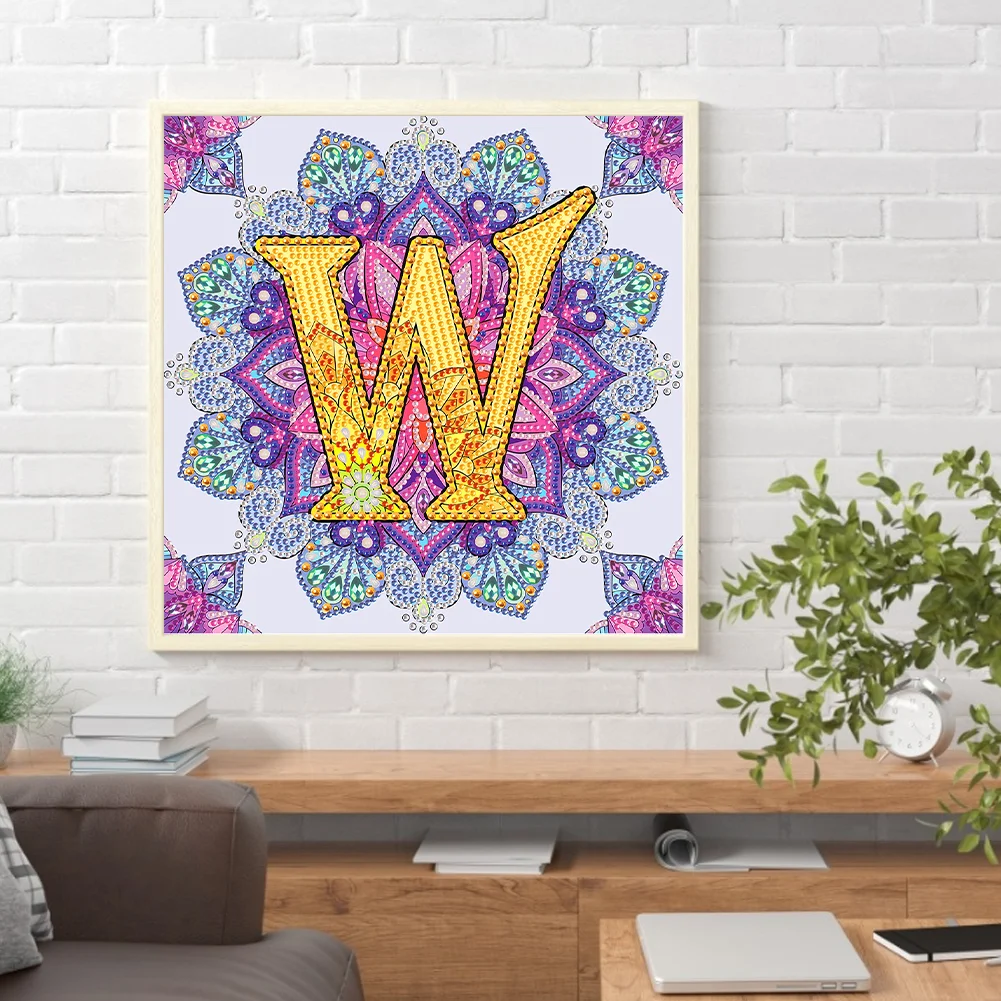 Special Shape Diamond Painting 30*30cm - W Letter Mandala