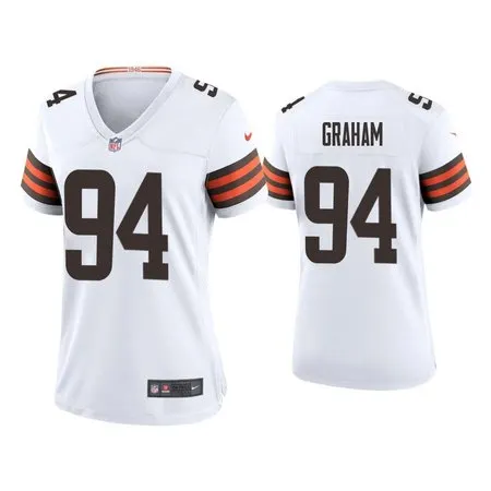 Women's Cleveland Browns #94 Mason Graham  White 2025 NFL Draft First Round Pick Game Jersey