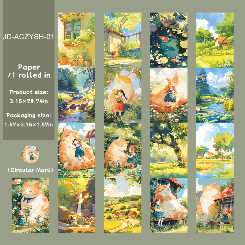 와시 테이프 - 80mm*200cm 반려동물 힐링 라이프 시리즈 귀여운 강아지 캐릭터