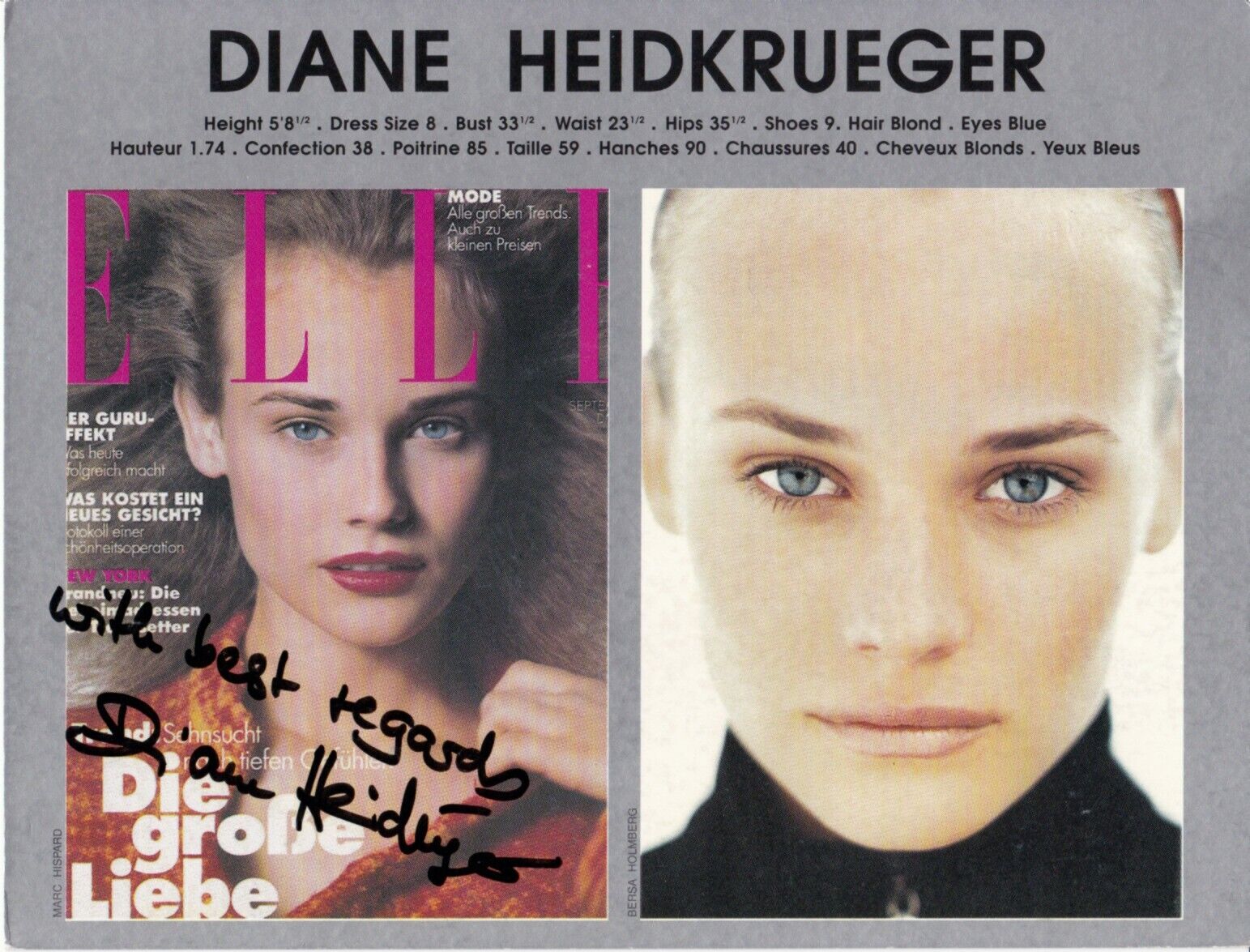 DIANE KRUGER hand-signed BEAUTIFUL YOUNG COLOR PROMO authentic w/ UACC RD COA