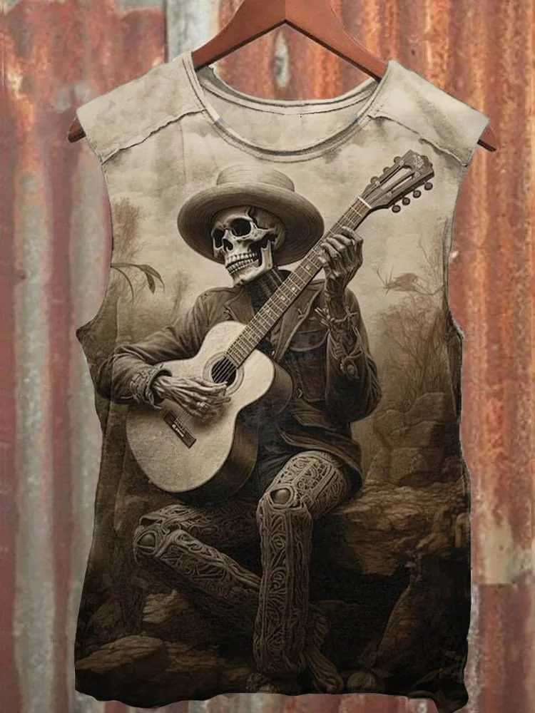 Halloween Hip Hop Skull Print Unisex Vest
