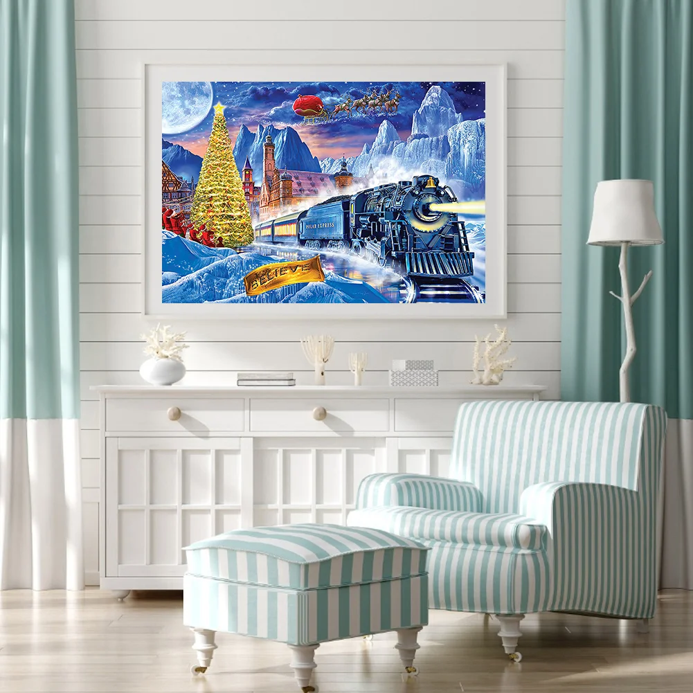 Diamond Painting - Full Round Drill - Christmas Train(50*40cm)