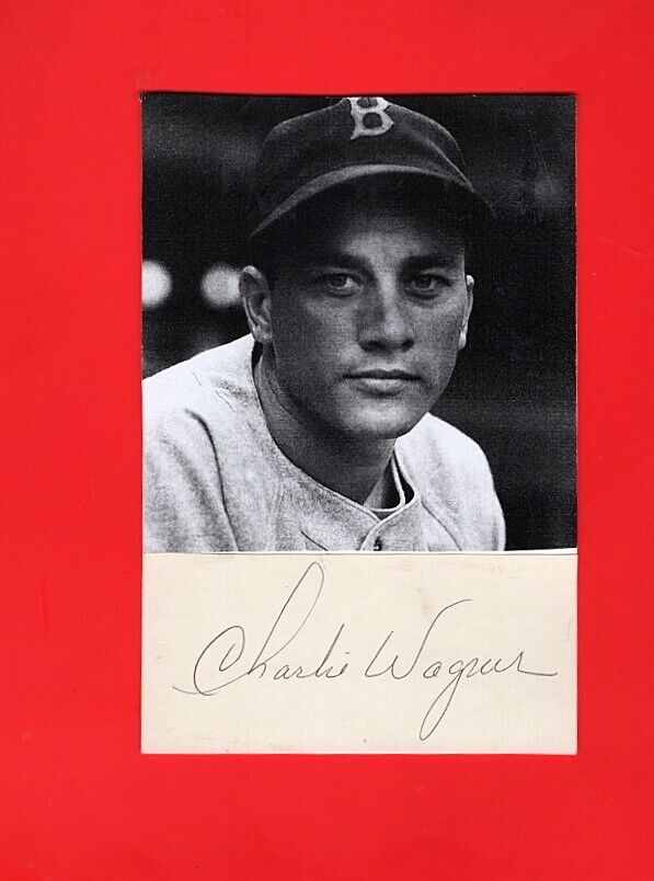 1938-46 CHARLIE WAGNER-BOSTON RED SOX 4X6 AUTOGRAPHED CUT W/ Photo Poster painting-(d.2006)