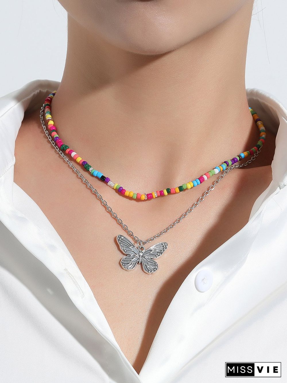 Boho Rice Bead Double Layer Necklace