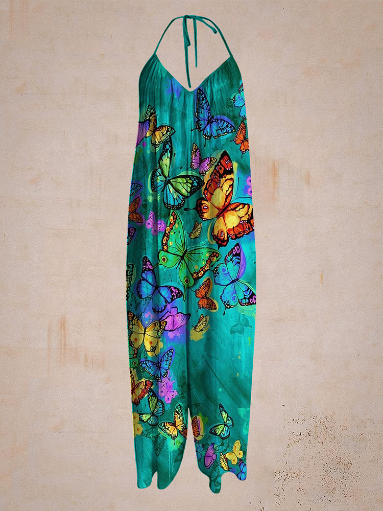 Butterfly print jumpsuit-Mayoulove