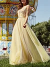 Yellow Color Deep V-Neck Wedding Maxi Dress