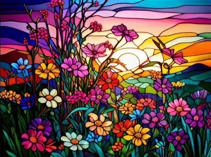  Flower 40*50CM (Canvas)AB Round Drill Diamond Painting gbfke
