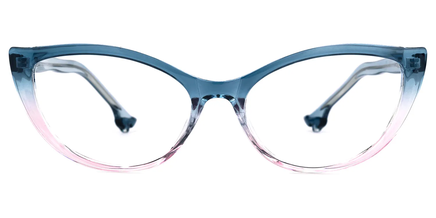 Naida Blau-Rosa Kristall Cateye Brille Blau-Rosa