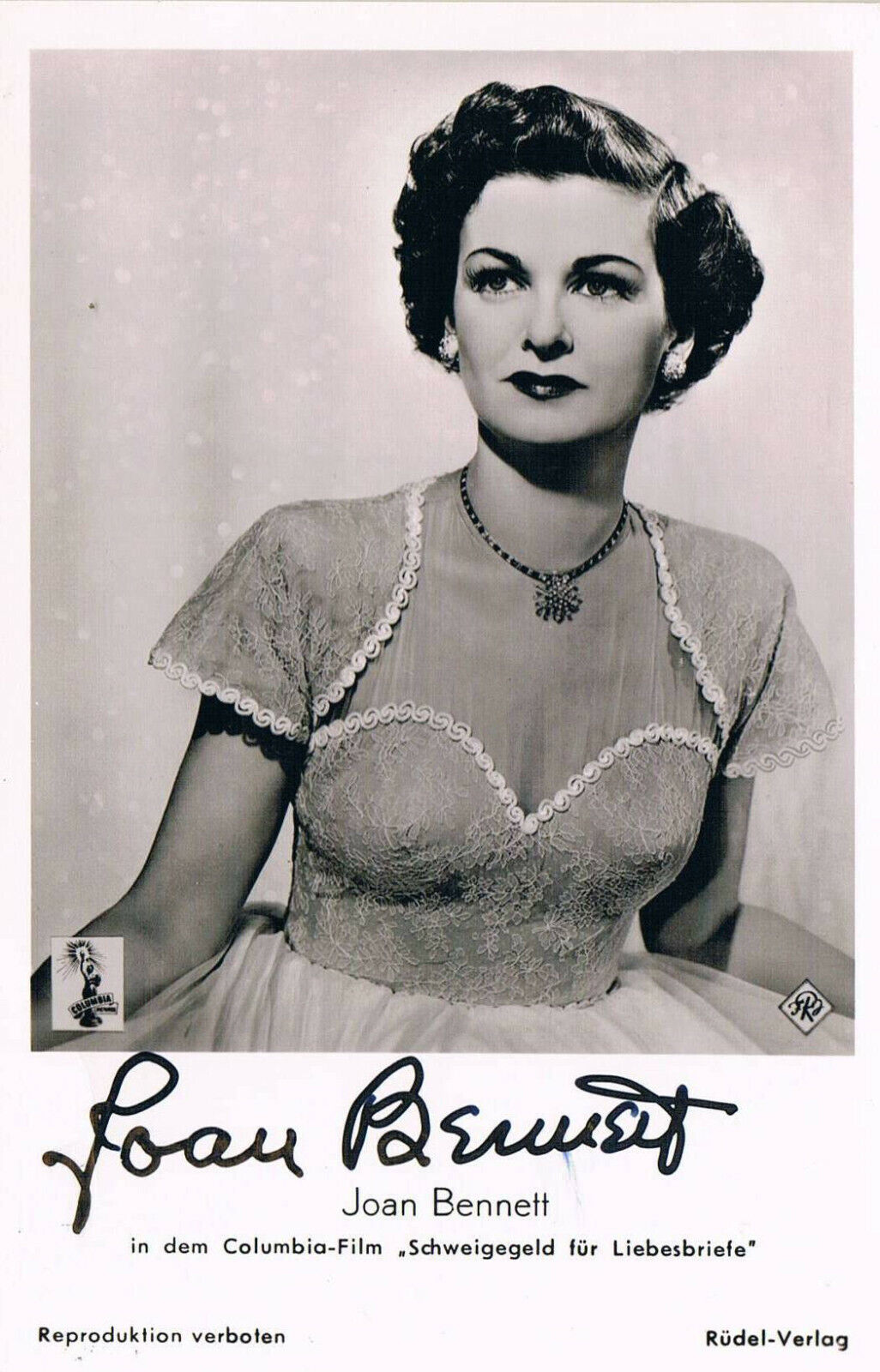 Joan Bennett 1910-90 autograph signed postcard Photo Poster painting 3.5x5.5