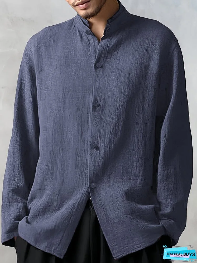Cotton Linen Loose Fit Long Sleeve Shirt
