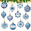 12Pcs DIY Diamond Painting Snowflakes Double Sided Keychain