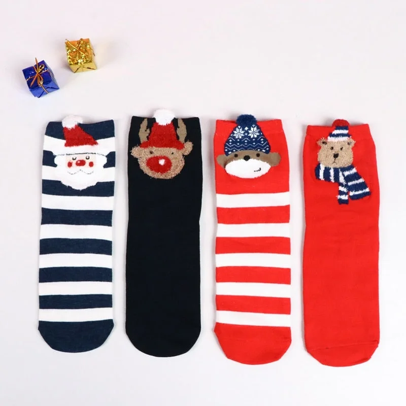 1 Pair Women Socks Casual Winter Christmas Socks David's Deer Cotton Cartoon Keep Warm Cute Lady Girls Sock Christmas Gift 2021