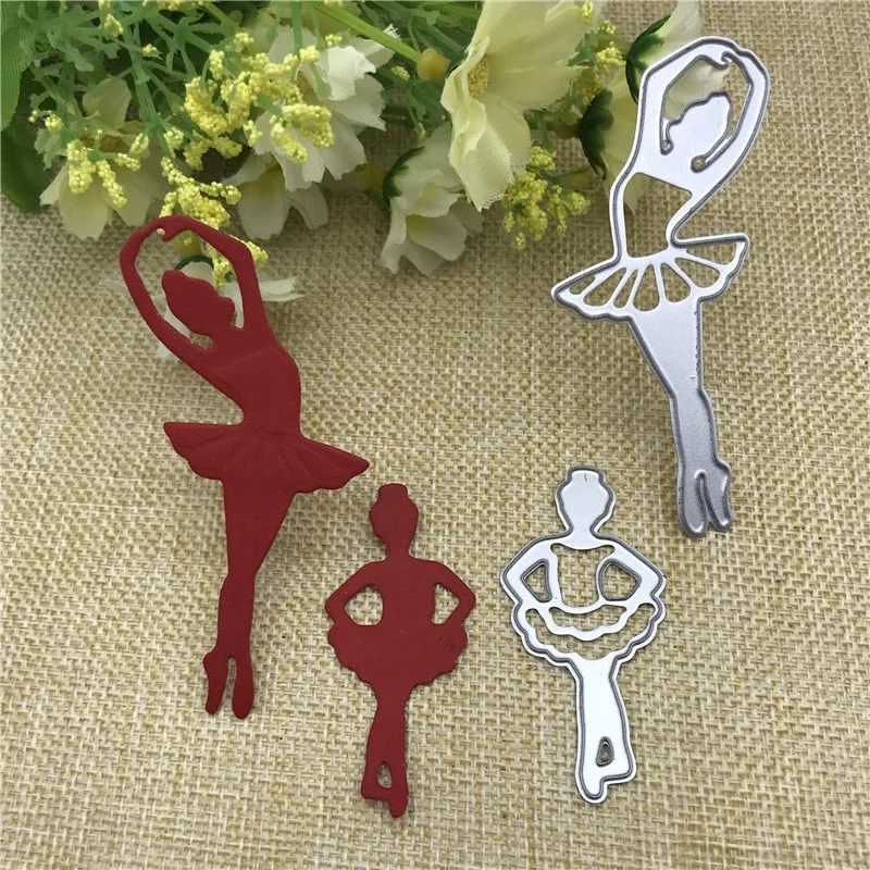 2pcs Dancing Girls Metal Cutting Dies Stencil Scrapbooking Photo Album Card Paper Embossing Craft DIY Dies Cut