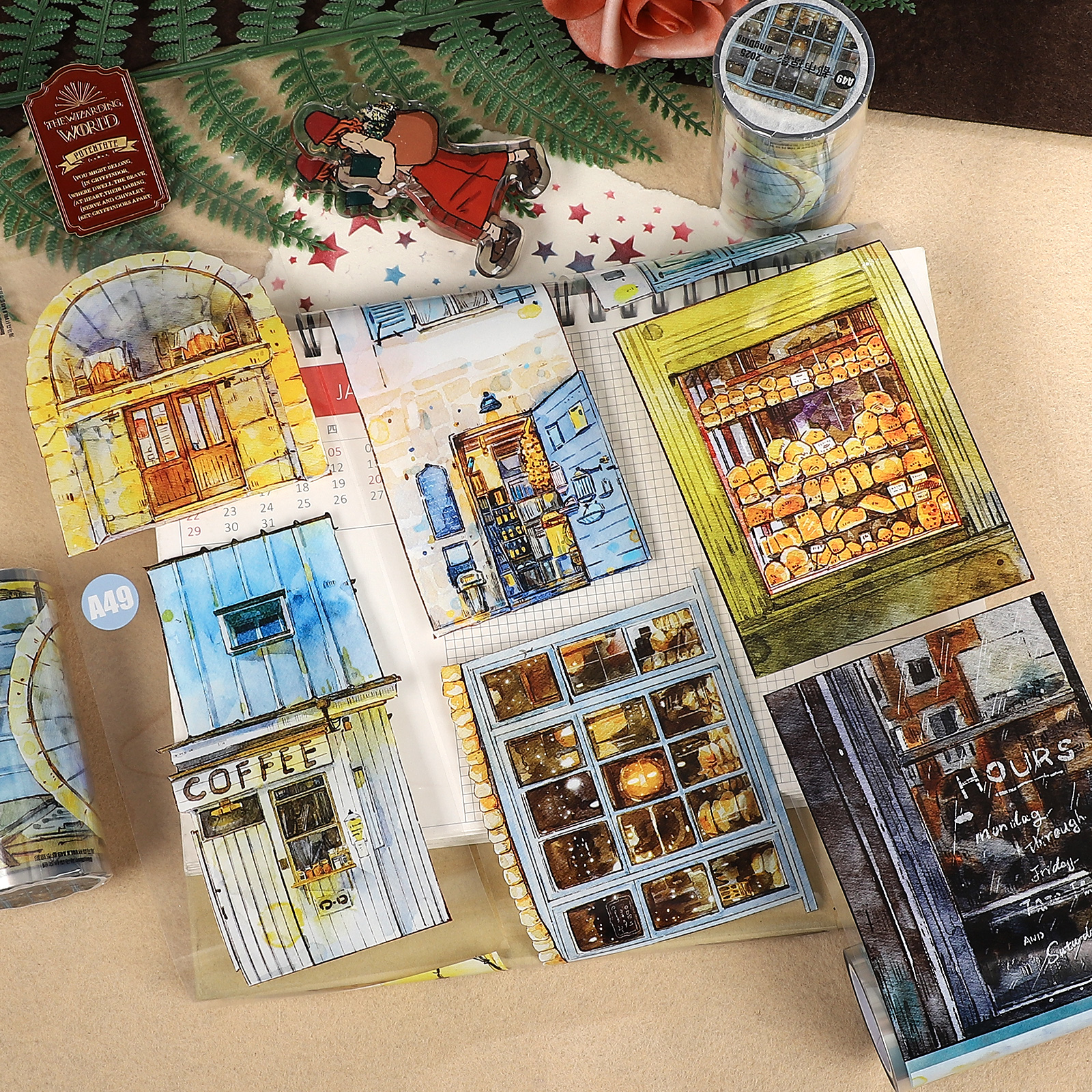 PET 테이프 - 80mm*500cm 빈티지 시티 도어 윈도우