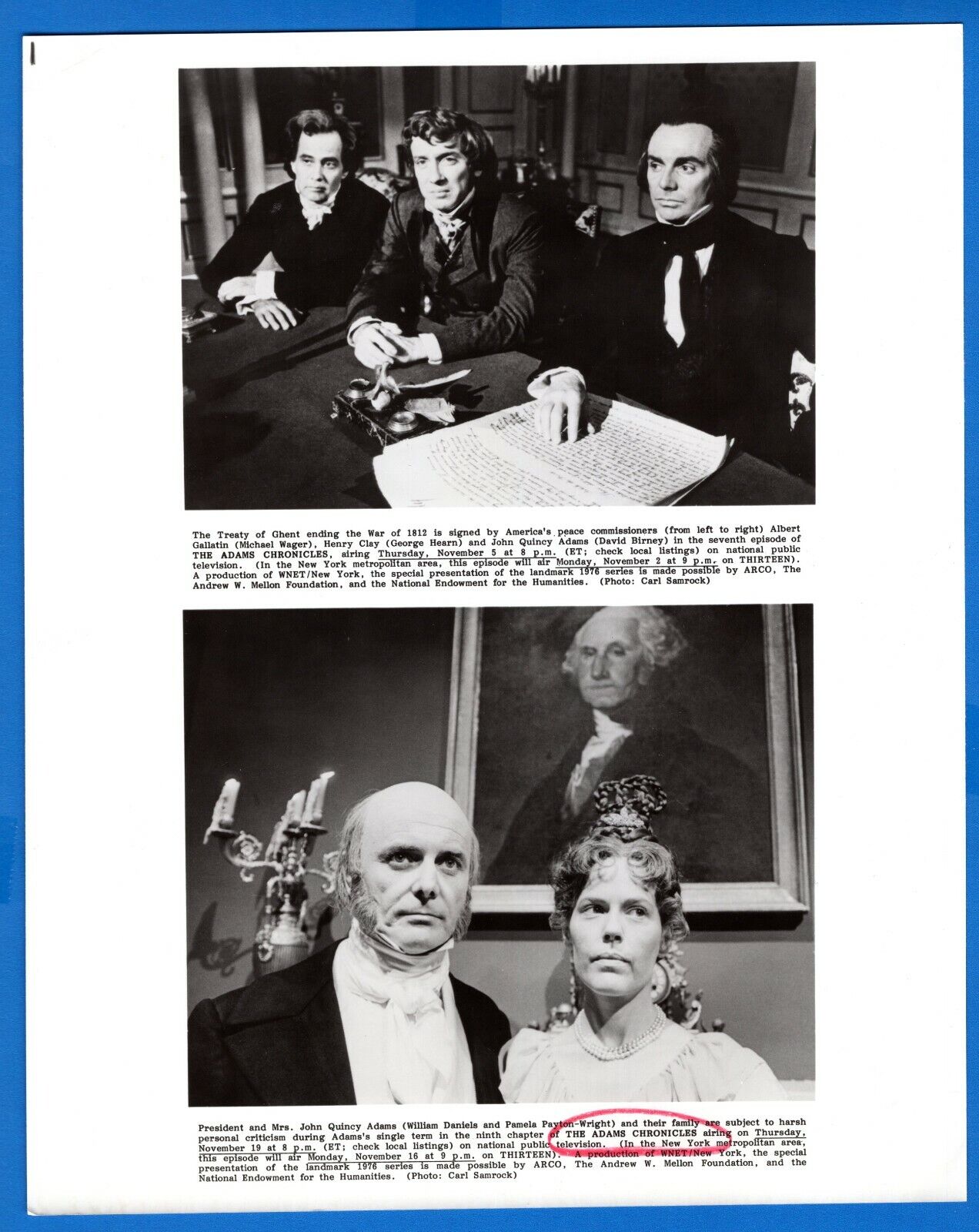 THE ADAMS CHRONICLES Vintage 8x10 Promo News Press Photo Poster painting 1976