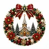 Red Christmas Church Wreath 14CT Stamped Cross Stitch 40*40cm/15.75*15.75in tapestrymarket