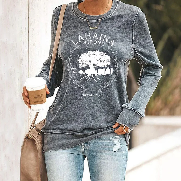 Comstylish Lahaina Strong Crew Neck Long Sleeve Sweatshirt