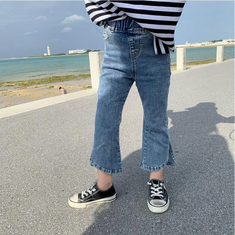 2-7T Jeans For Girls Elegant Bow Cute Denim Pants Sweet Bowknot Stretch Lovely Spring Child Trousers Toddler Kid Baby Steetwear