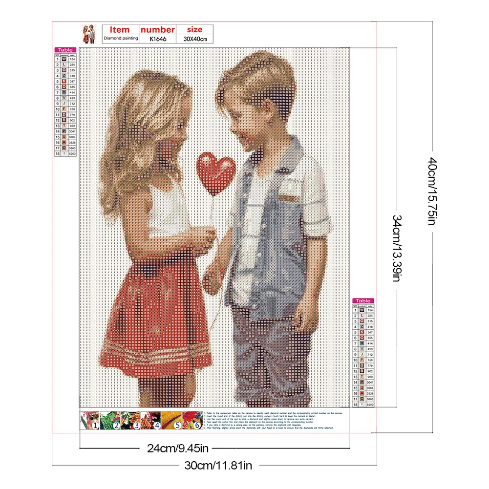 Diamond Painting - Full Round Drill - Kid Sweet Couple(Canvas|30*40cm)