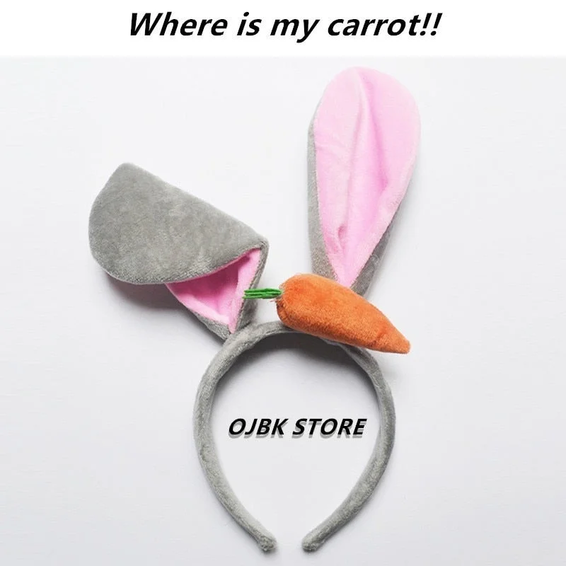Judy Nick Bunny Ears Carrot Headband Cute Hair Band Women Girls Styling Head Accessories Stage Performance Funny Party Hats