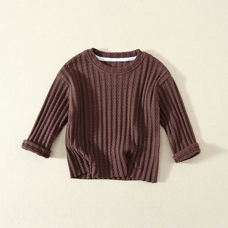 Toddler Ribbed Solid Color Ripped Sweatshirt 