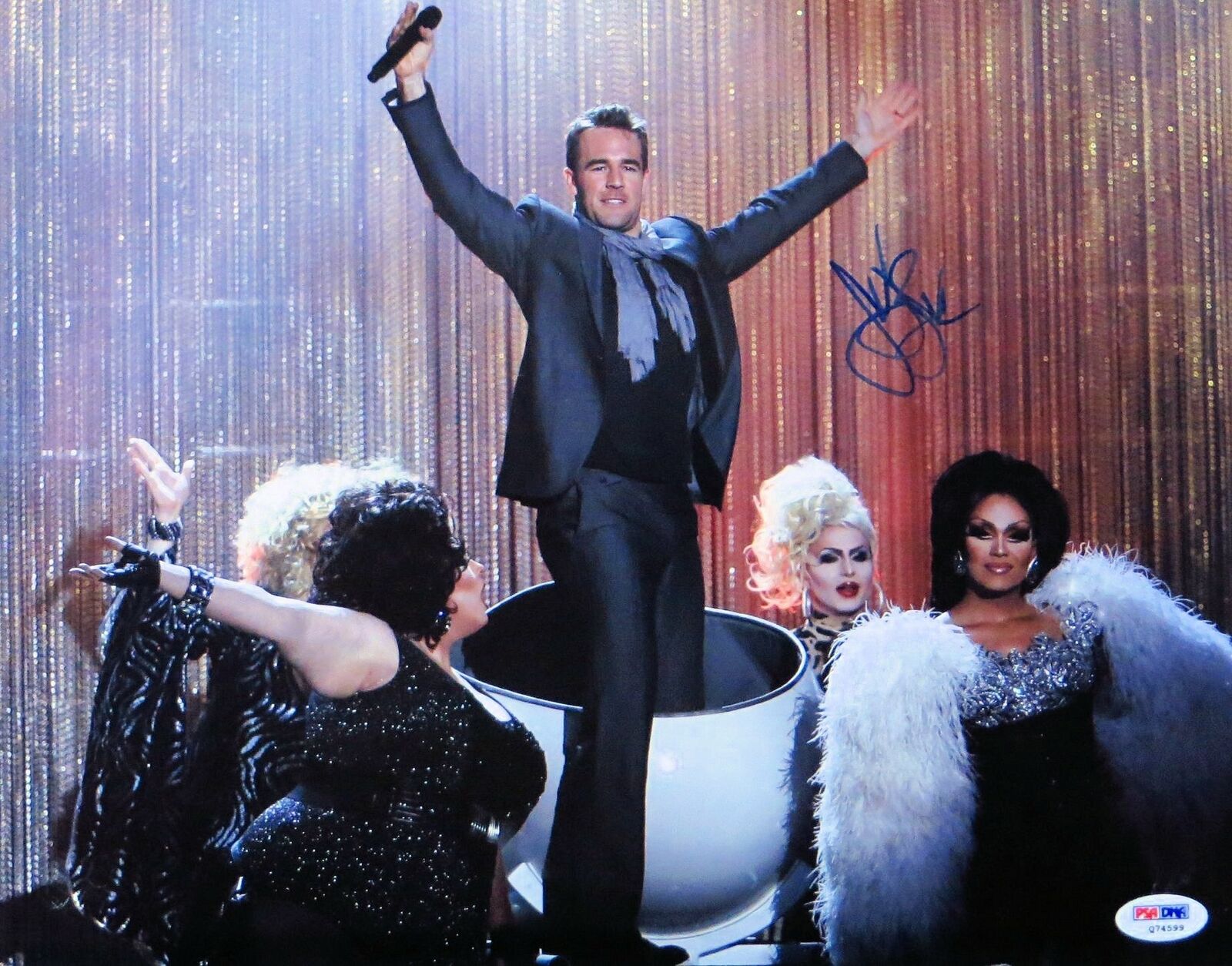 James Van Der Beek Signed Autographed 11X14 Photo Poster painting On Stage w/Mic PSA Q74599