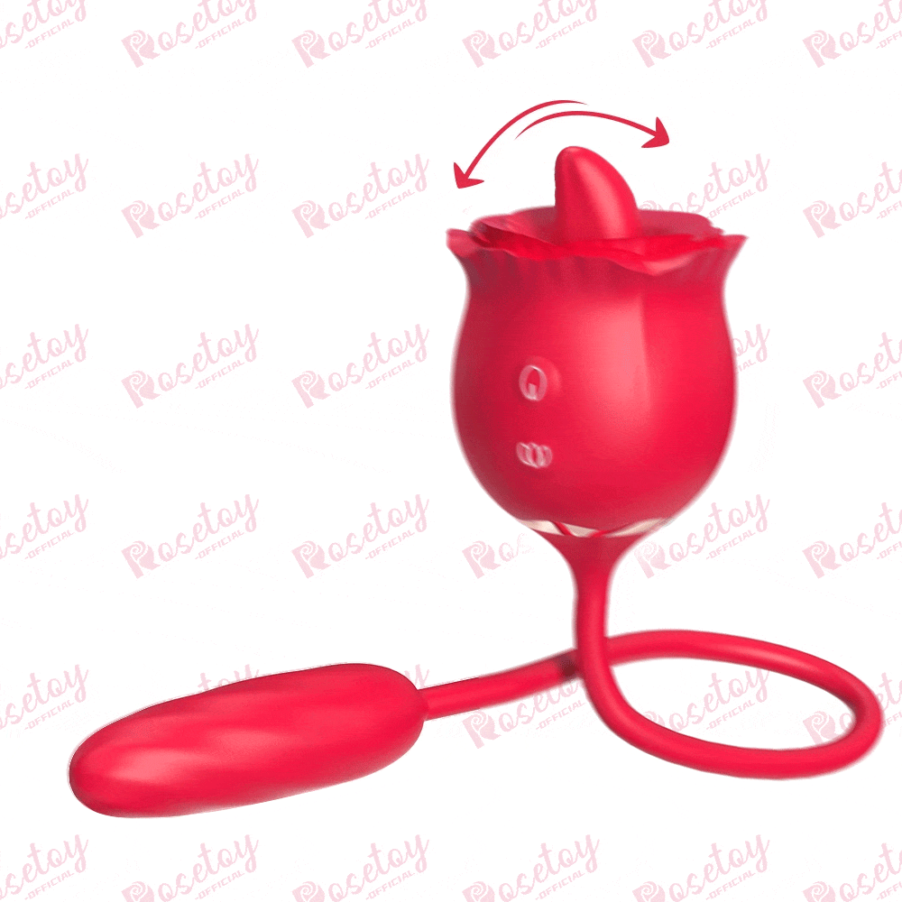 2 In 1 Rose Toy 9 Thrusting Bullet Vibrator With 9 Tongue Licking - Rose Toy