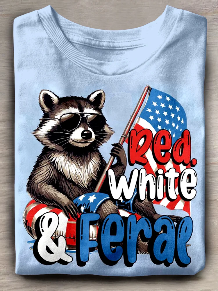 Teecade Teecade Red White And Feral T-shirt