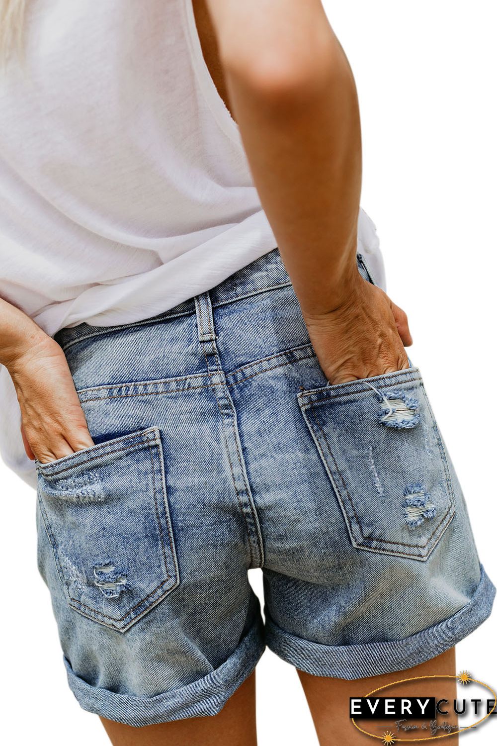 Vintage Faded and Distressed Jean Shorts