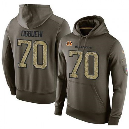 NFL Men's  Cincinnati Bengals #70 Cedric Ogbuehi Stitched Green Olive Salute To Service KO Performance Hoodie