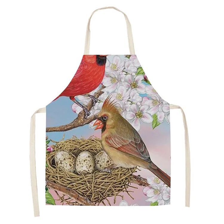Waterproof Linen Kitchen Apron -Cardinals